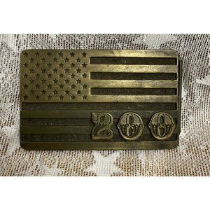 Vintage 1975 American Flag 200 Bicentennial Patriotic Brass Belt Buckle‎ 70’s